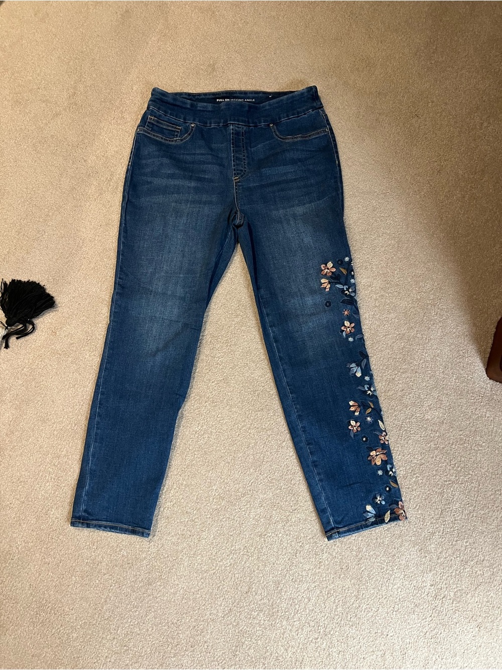 Embroidered Dark Blue Women’s Jeans